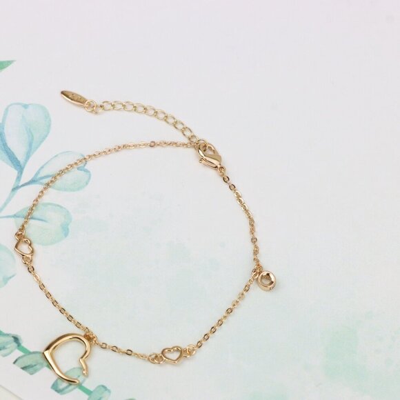 "Delicate Rose Gold Heart Bracelet with Adjustable Chain Extender, XPBL0863 - Picture 8 of 12